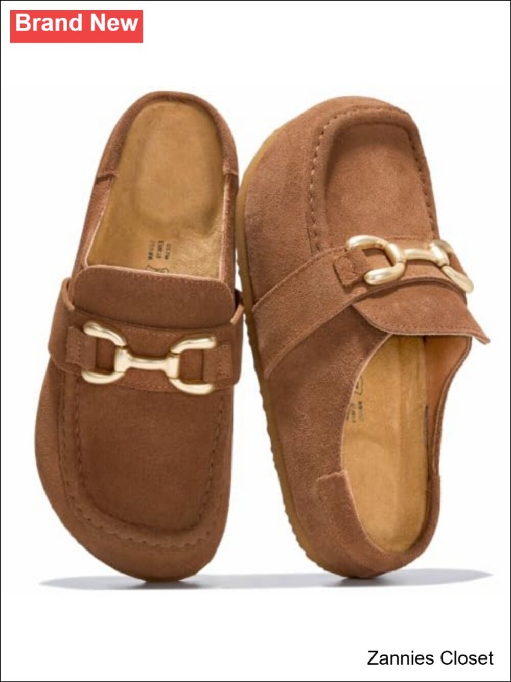 ✨Geniune Leather Mocc Womens Loafer Mules Slip-On Cork Footbed